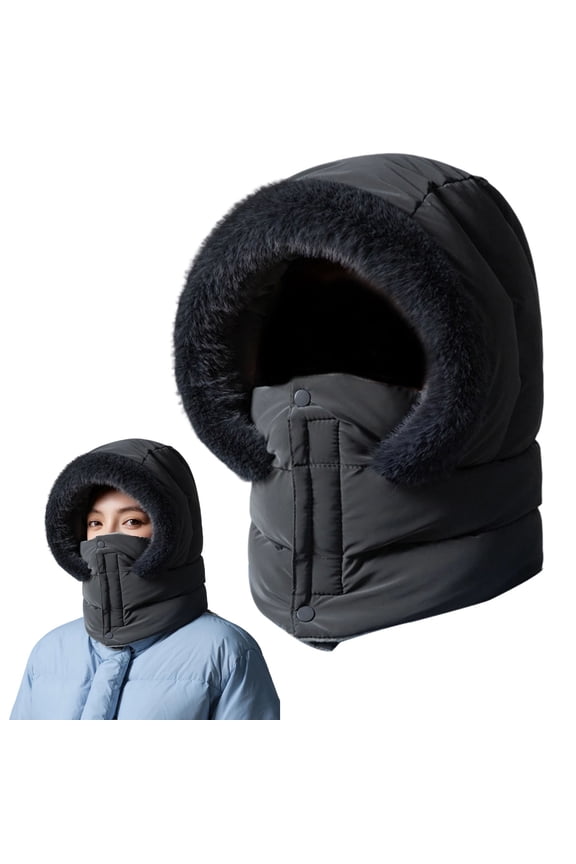 Ski Mask Balaclava for Women,Winter Full Face Mask Hooded Scarf for Cold Weather,Warm Fleece Head Cover Neck Warmer(Dark Grey)