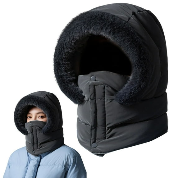 Ski Mask Balaclava for Women,Winter Full Face Mask Hooded Scarf for Cold Weather,Warm Fleece Head Cover Neck Warmer(Dark Grey)