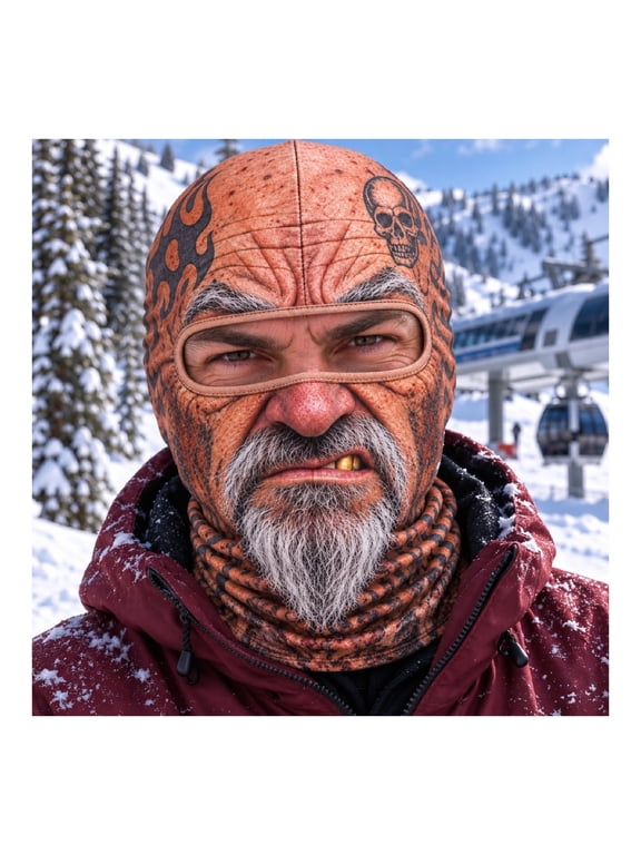 Ski Mask, Funny Realistic Face Balaclava with 3D Grandpa Print Full Head and Neck Winter Cover for Skiing Snowboarding Helmet Novelty Gifts for Men Winter Parties