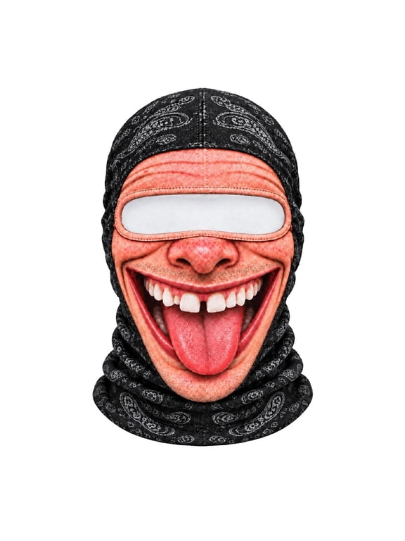 Ski Mask,Funny Realistic Face Balaclava 3D Printed Full Face Winter,With Neck Coverage, Novelty Winter Face Cover for Skiing Snowboarding Outdoor Parties and Funny Gifts,Grinning Tongue Out Face Mask