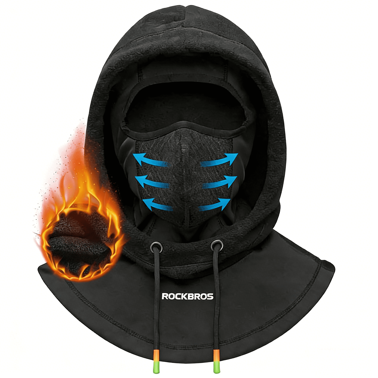 ROCKBROS Winter Balaclava Ski Mask Hood Hats Fleece Face Mask Men Women Warm Face Cover Cold Fleece Head Covers Cycling Riding Outdoor Thickened Hood 3-dimensional Filter