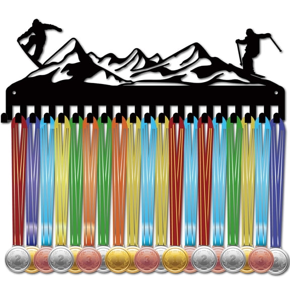 Ski Medal Hangers Medal Holder Display Hanger Rack Sports Metal Hanging Athlete Awards Iron Wall Mount Decor with 20 HooksDIY