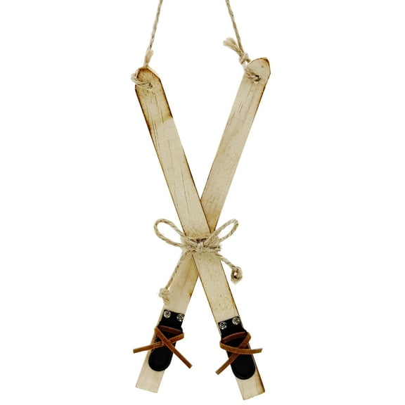 Ski Ornament Wooden Snow Skis Christmas Tree Holiday Lodge Decoration