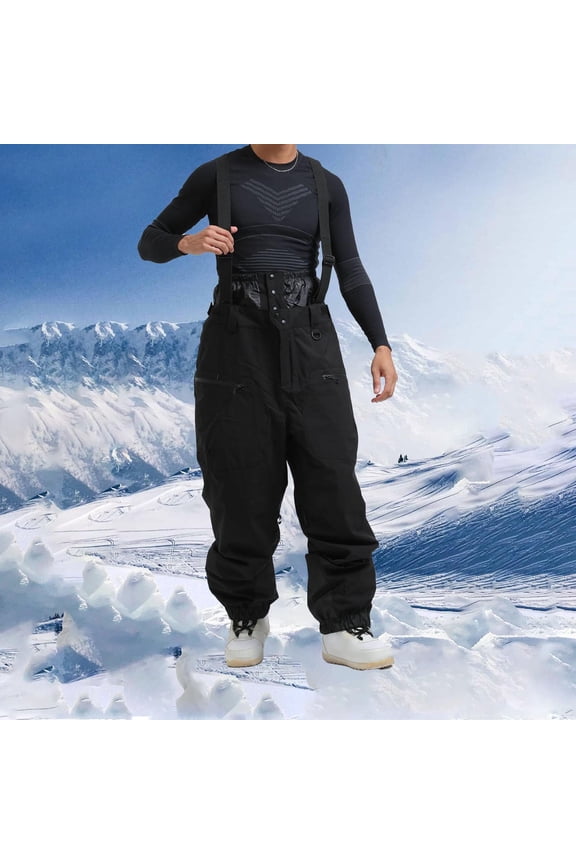 Ski Pants Men Men Snow Bibs, Women Baggy Ski Pants Snowboard Overall Insulated Warm Waterproof Windproof for Outdoor Winter Black XL