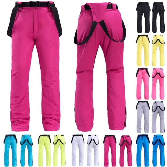 Ski Pants Women Winter Insulated Fleece Thermal Snowpants Plus Size Skiing Pants Waterproof with Pocket Bib Overalls