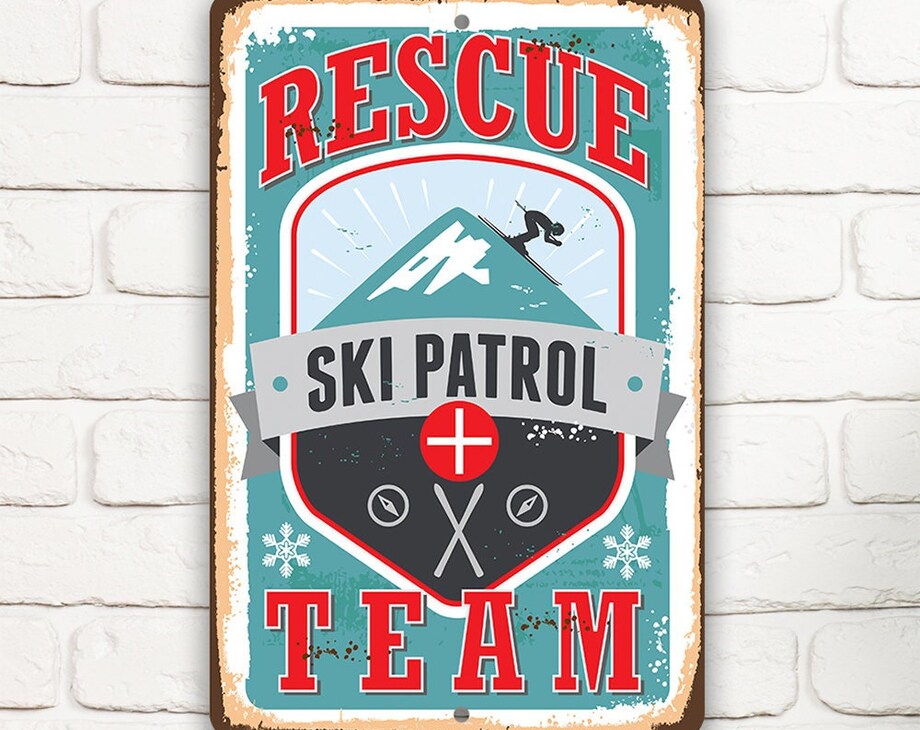 Ski Patrol Rescue Team Rustic Style Emergency Response Unit Sign