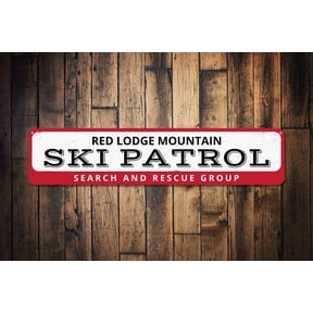 Ski Patrol Sign Search & Rescue Group Sign Custom Mountain Name Sign Cabin Decor Skiing Sign - Ski Signs - Size: 16 x 4 Inches