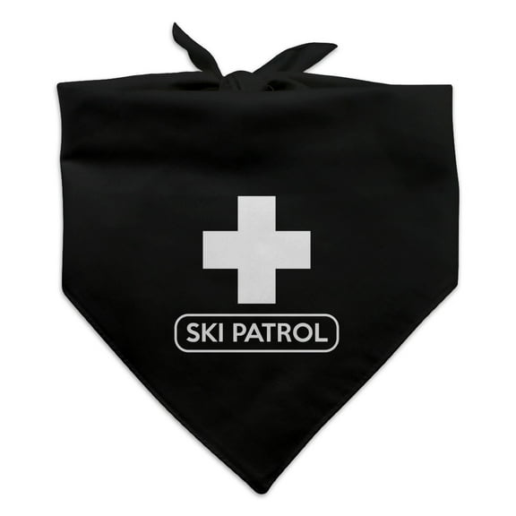 Ski Patrol with Cross Dog Pet Bandana - Black