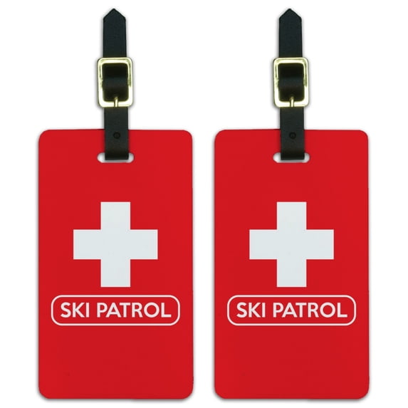 Ski Patrol with Cross Luggage ID Tags Suitcase Carry-On Cards - Set of 2