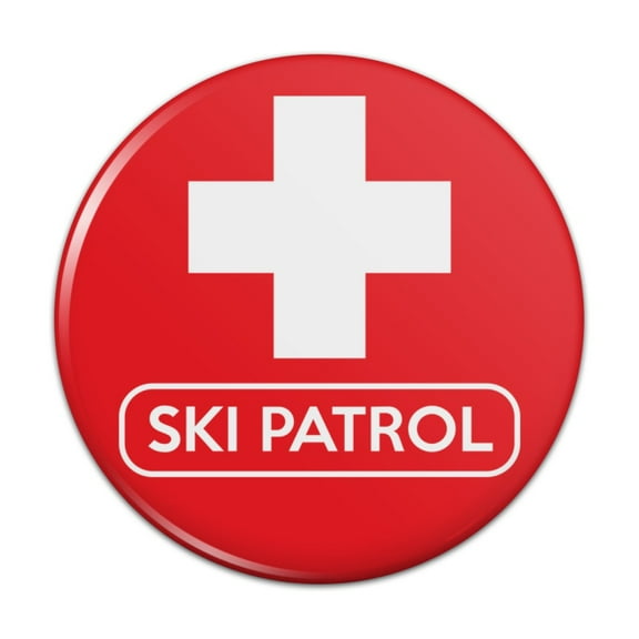 Ski Patrol with Cross Pinback Button Pin