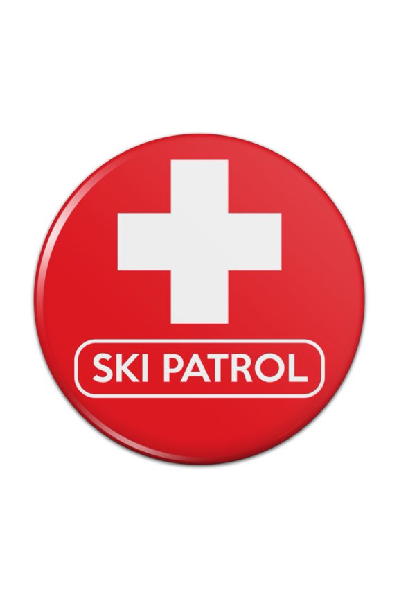 Ski Patrol with Cross Pinback Button Pin