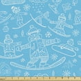 thumbnail image 1 of Ambesonne Ski Pattern Fabric by the Yard Upholstery, and Snowflakes, 5 Yards, Sky Blue and White, 1 of 4