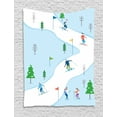 thumbnail image 1 of Ski Pattern Tapestry, Digital Design Winter Sports Track Motif with Skiing People Print, Wall Hanging for Bedroom Living Room Dorm Decor, 60W X 80L Inches, Baby Blue and Multicolor, by Ambesonne, 1 of 2