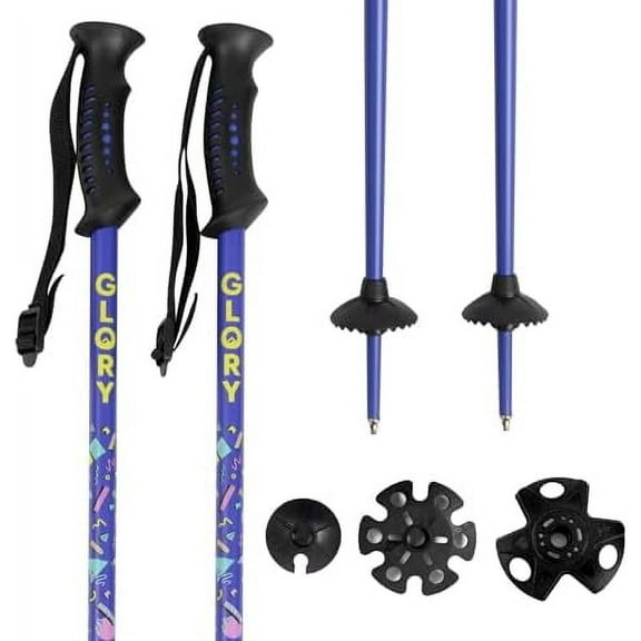 Ski Poles for Adults by Glory Poles - Ultra Durable Downhill 6 Series Aluminum Shaft Ski Poles for Men and Women - Snow Skiing Gear for All Mountain, Free Style Skiing