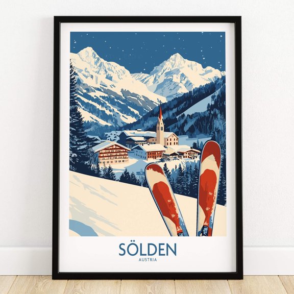 Ski Poster Slden Austria Slden Ski Resort Travel Print Wall Art Slden Home Dcor Slden Gift