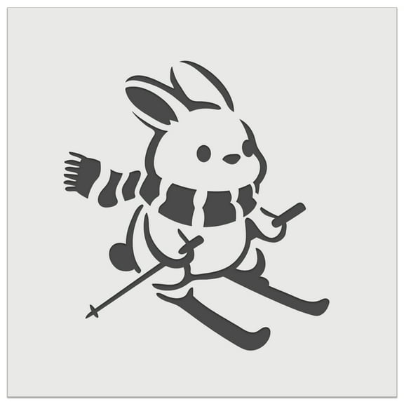 Ski Rabbit Bunny Slopes Snow Rabbit DIY Cookie Wall Craft Stencil - 4.5 Inch