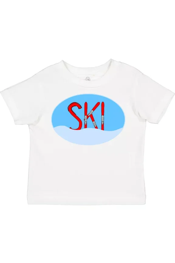 Ski Red Skis And Snow In An Oval Toddler T-Shirt Freestyle Skier Cross TODDLER SHORT SLEEVE TEE BELLA CANVAS 3001T