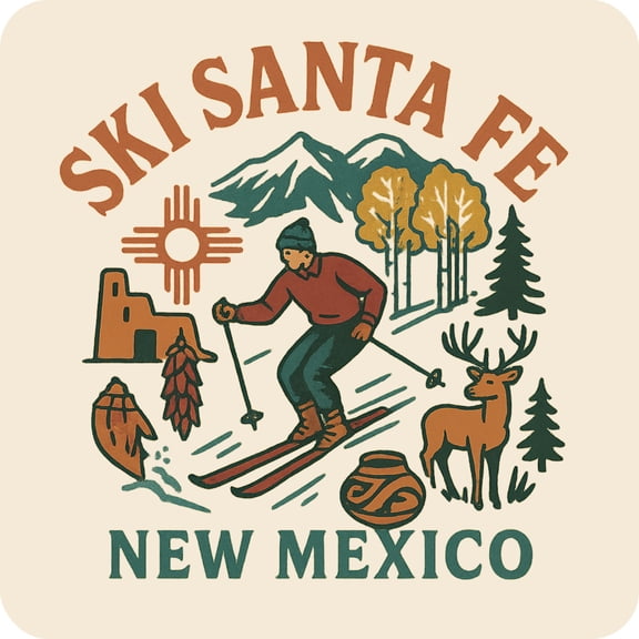 Ski Santa Fe New Mexico Keepsakes Souvenir Vinyl Sticker – Destination Travel Keepsake Collectible (6-Inches Wide)