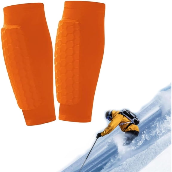 Ski Shin Guards Pads Socks Gel for Skiing,Calf Compression Sleeve with Honeycomb Pads,Breathable Elastic Anti-Collision for Skiing & Snowboarding
