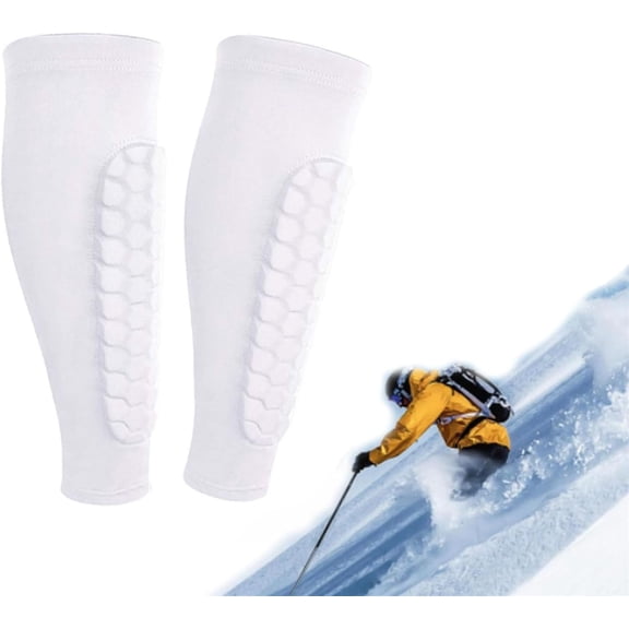 Ski Shin Guards Pads Socks Gel for Skiing,Calf Compression Sleeve with Honeycomb Pads,Breathable Elastic Anti-Collision for Skiing & Snowboarding