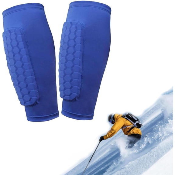 Ski Shin Guards Pads Socks Gel for Skiing,Calf Compression Sleeve with Honeycomb Pads,Breathable Elastic Anti-Collision for Skiing & Snowboarding