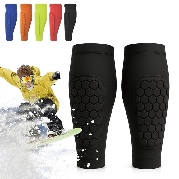 Ski Shin Guards, Professional Shin Protectors for Kids, Elastic Anti-Collision Leggings, Lightweight Breathable Mini Shin Guards with Honeycomb Padding