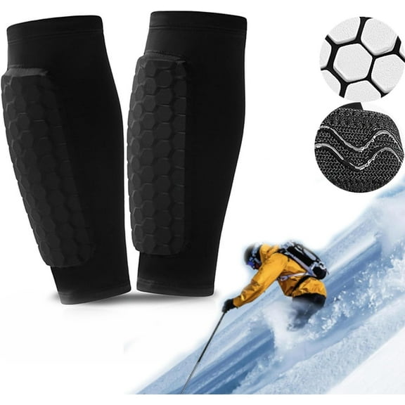Ski Shin Guards for Adults & Teens - Breathable EVA Foam Leg Protection Pads, Anti-Collision Elastic Leggings for Skiing & Snowboarding