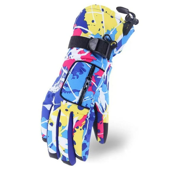 Ski Skiing Gloves Men Women Snow Mittens Waterproof Warm Gloves Anti-slip Snowboarding Motorcycle Gloves (men blue)