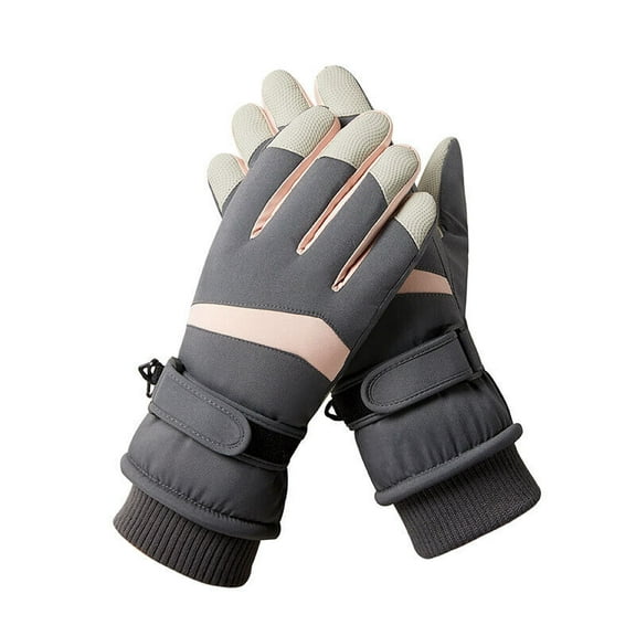Ski Snow Gloves Men Women Winter Thermal Waterproof Windproof Touch Screen Warm-Gray Pink Women's