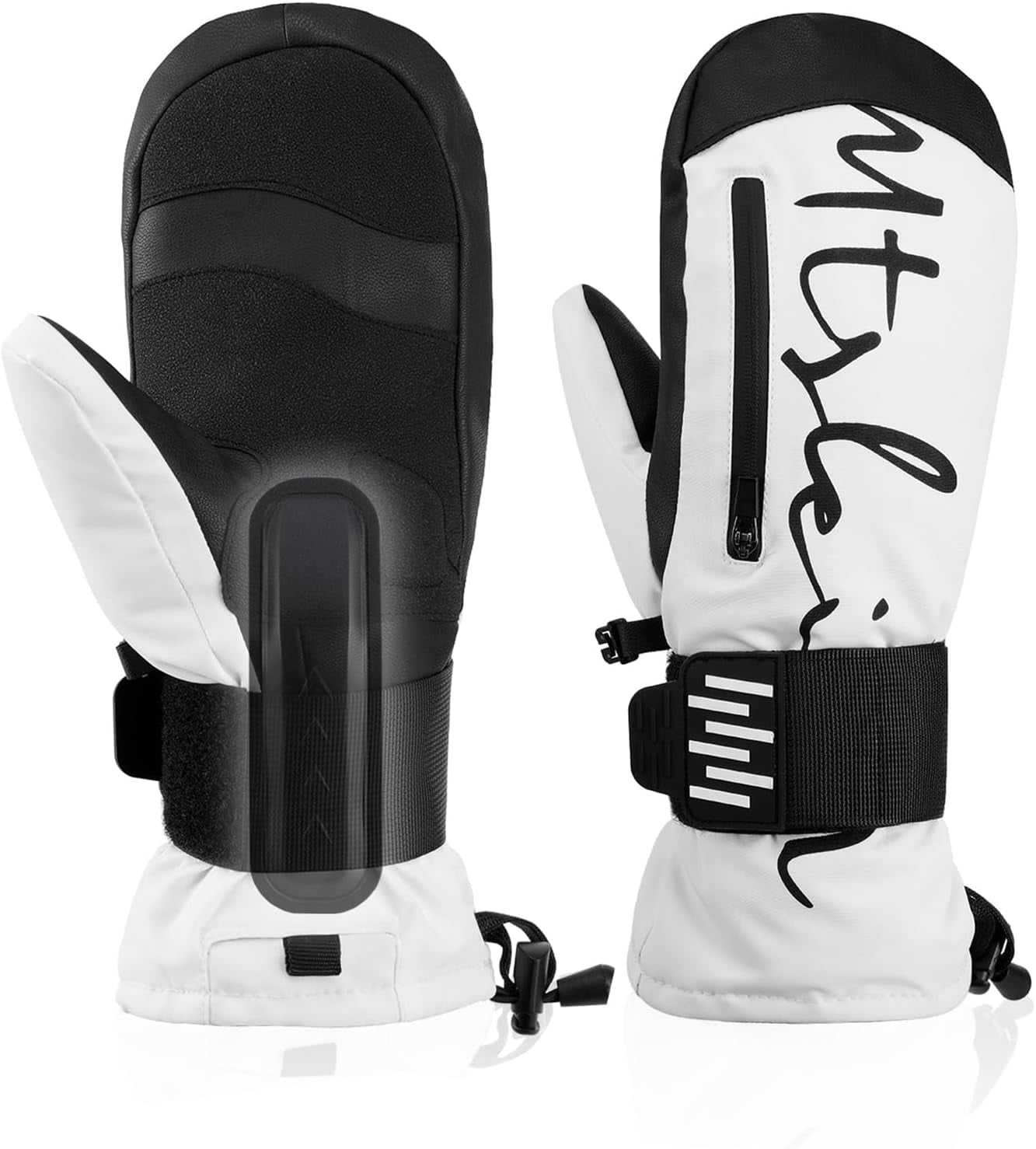 Ski Snow Gloves, Waterproof Mittens Gloves for Men Women, Removable Wrist Guards, Touchscreen Compatible, Warm Thermal Insulated Winter Gloves for Snowboarding, Skiing and Cold Weather
