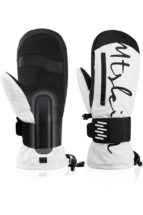 Ski Snow Gloves, Waterproof Mittens Gloves for Men Women, Removable Wrist Guards, Touchscreen Compatible, Warm Thermal Insulated Winter Gloves for Snowboarding, Skiing and Cold Weather