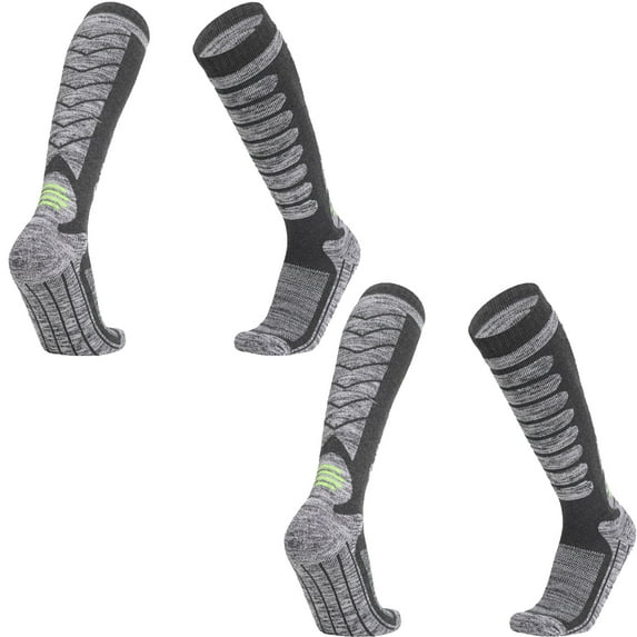 Ski Socks 2 Pairs Pack for Skiing, Snowboarding, Outdoor Sports Performance Socks,Cross Country Skis Snowboard socks for Skiing Outdoor socks - Dark Gray + Dark Gray
