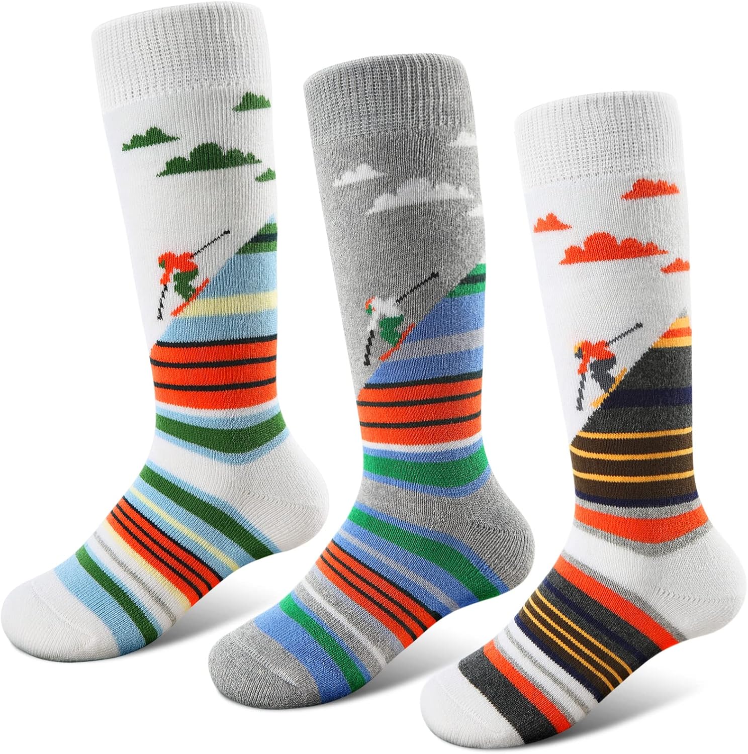 Ski Socks Kids Winter Warm Thermal Snow Socks, Skiing Snowboarding