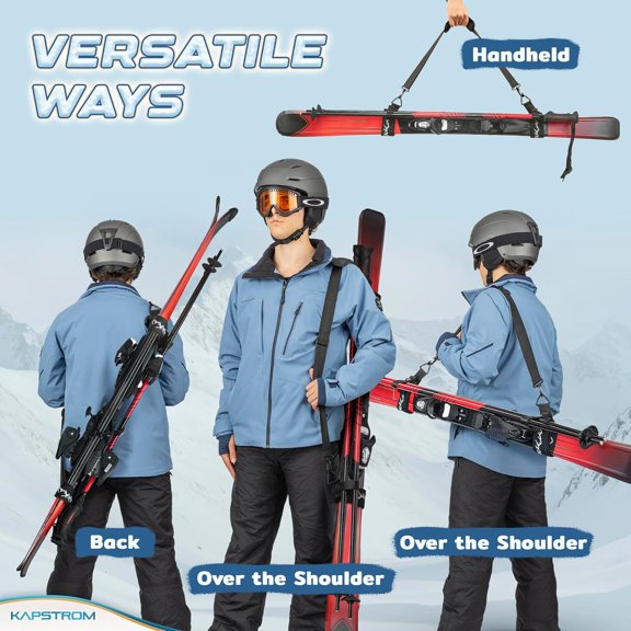 Ski Straps & Pole Carrier - Black - Heavy-Duty with Adjustable Strap Length & Cushioned Shoulder Sling$$Sport & Recreation Other