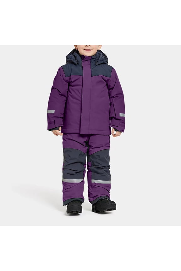Ski Suit Kids Snowsuit One Piece Boys Girls Snowboard Suit Ski Jumpsuits Coveralls Waterproof Windproof Kids Boys Patchwork Siamese Snowsuits Ski Suits Jackets Winter Coat+Pants For 1-14 Years