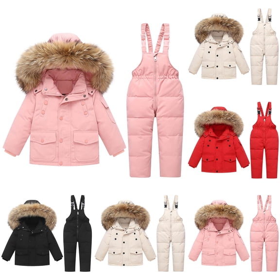 Ski Suit for Kids 1-6ears Unisex Children Outdoor Windproof Waterproof Warm Thickened Velvet Snowsuit Jumpsuits for Boys Girls