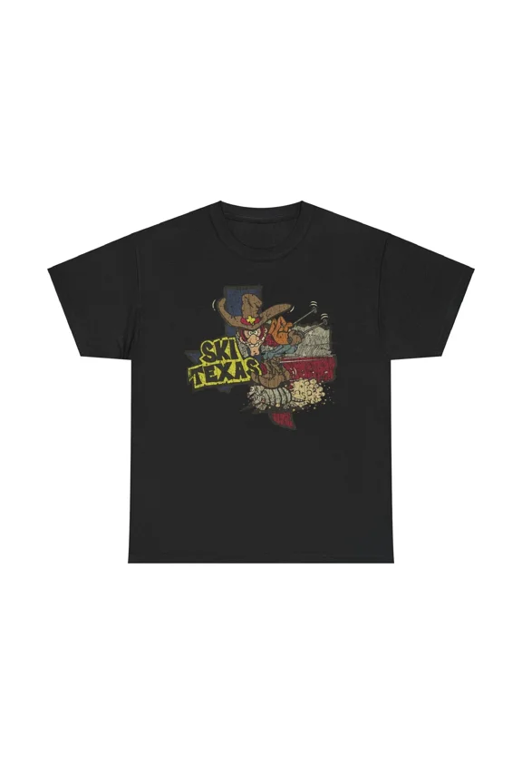 Ski Texas Cowboy Riding Armadillo Funny Western State Humor Tee Unisex T-Shirt, up to size 5XL