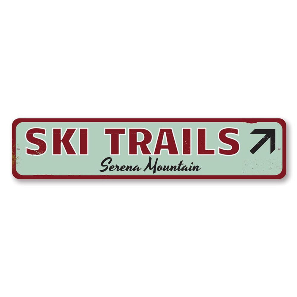 Ski Trails Sign Skiing Mountain Sign Ski Arrow Metal Wall Decor SIZE: 4 ...