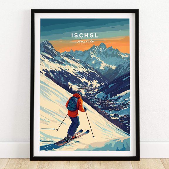 Ski Wall Art Ischgl Austria Scene Travel Poster