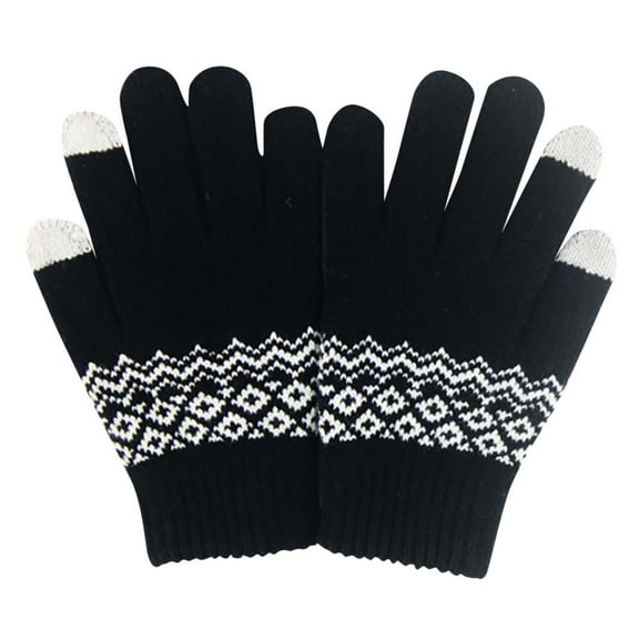 Ski Winter Warm Gloves Clearance under 5 Winter Gloves Women's Winter Print Warm Touchscreen Medium And Long Knit Gloves