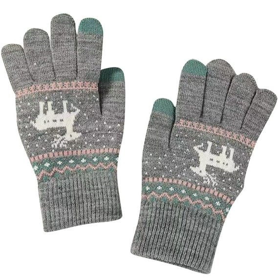 Ski Winter Warm Gloves Clearance under 5 Winter Gloves Women's Winter Print Warm Touchscreen Medium And Long Knit Gloves
