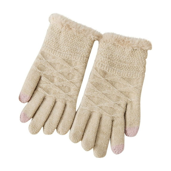 Ski Winter Warm Gloves Up to 65% Off Winter Gloves Women's Winter Solid Color Warm Touchscreen Medium And Long Knit Gloves