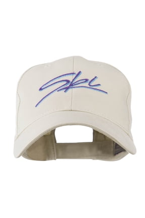 Ski Wording in Cursive Embroidered Cap - Stone OSFM