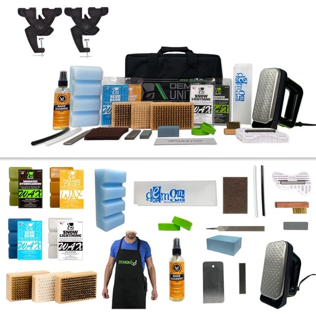 Ski and Snowboard Tuning Kit with Iron, Wax, Vise, Brush Kit, Base