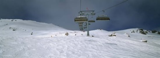 Ski lift over a polar landscape Lech ski area Austria Canvas Art - Panoramic Images (36 x 13)
