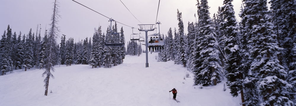 Ski lift passing over a snow covered landscape Keystone Resort Keystone Summit County Colorado USA Canvas Art - Panoramic Images (36 x 12)
