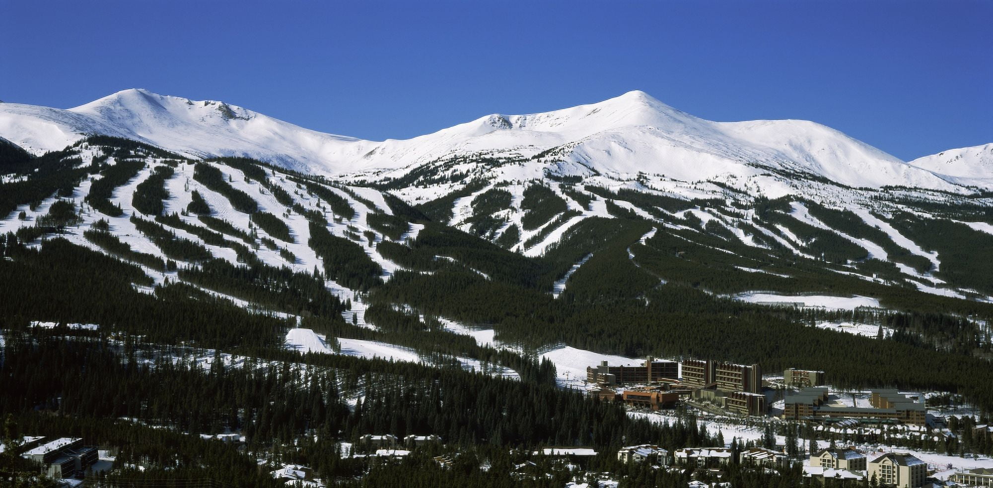 Ski resorts in front of a mountain range Breckenridge Summit County Colorado USA Canvas Art - Panoramic Images (36 x 12)