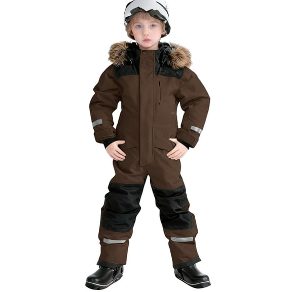 Ski suit Teen Boys One Piece Ski Suits Warm Jumpsuit Windproof Waterproof Kids Winter Gear Size 10-11 Years Snow Suit