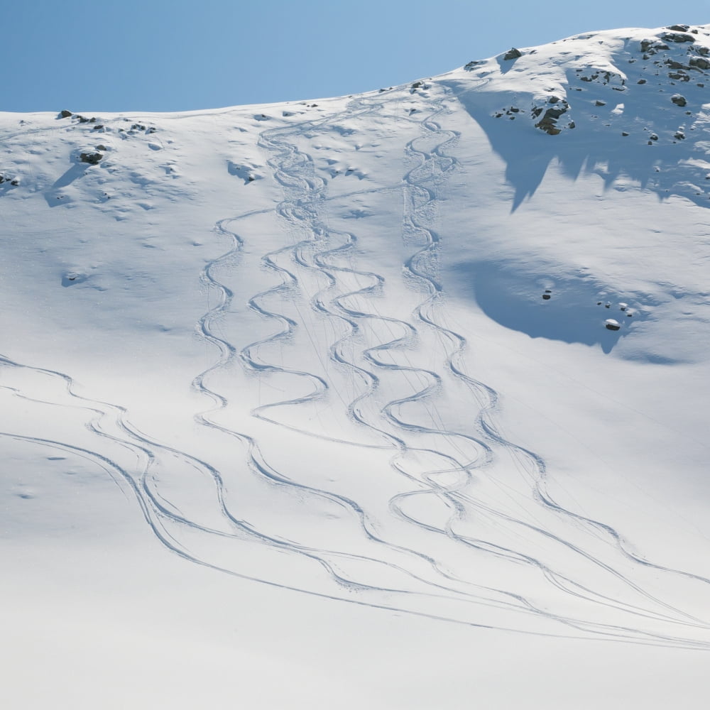 Ski tracks in the snow on a mountainZermatt valais switzerland Canvas Art - Keith Levit Design Pics (15 x 15)
