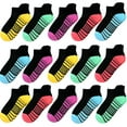 thumbnail image 1 of SkiBeaut 15 Pairs Girls Socks, Athletic Socks for Girls Ankle Sock Cotton Running Sock with Tab for Kids 3-14 Years, 1 of 5